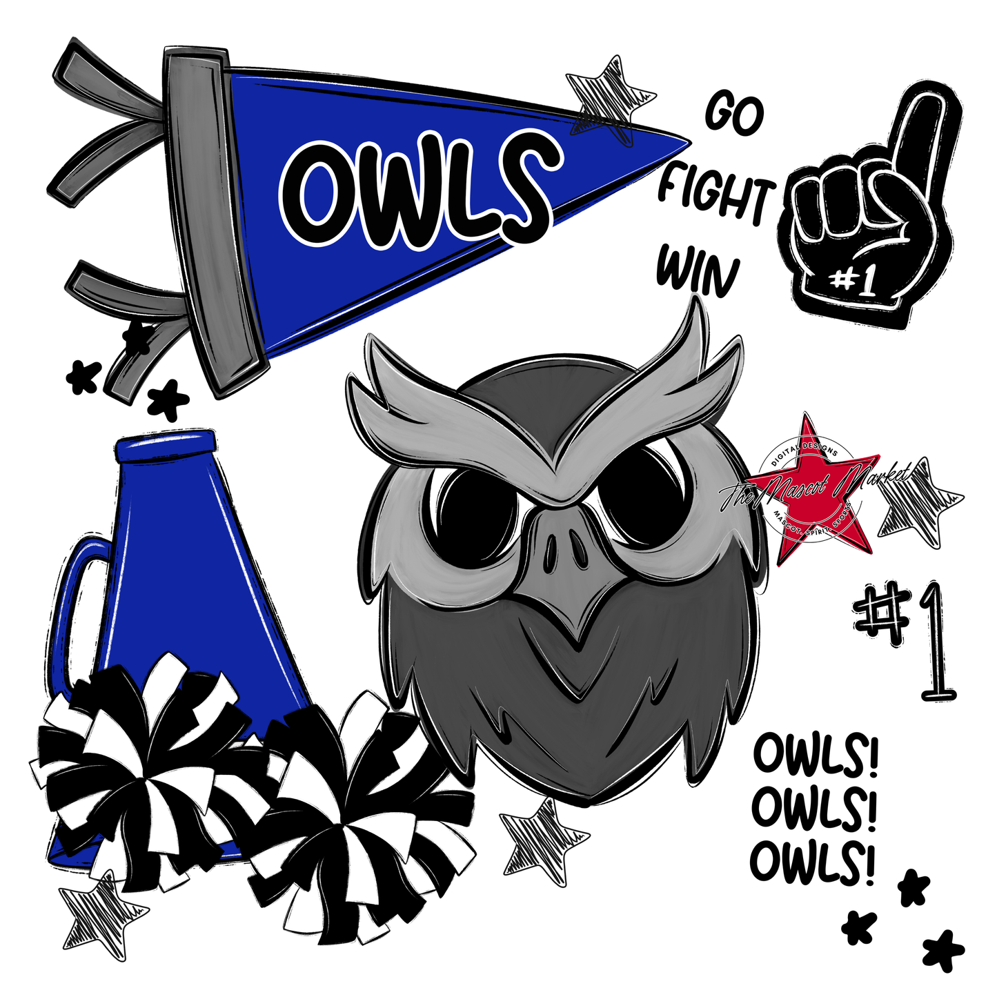 Owls Spirit Design-Royal Blue
