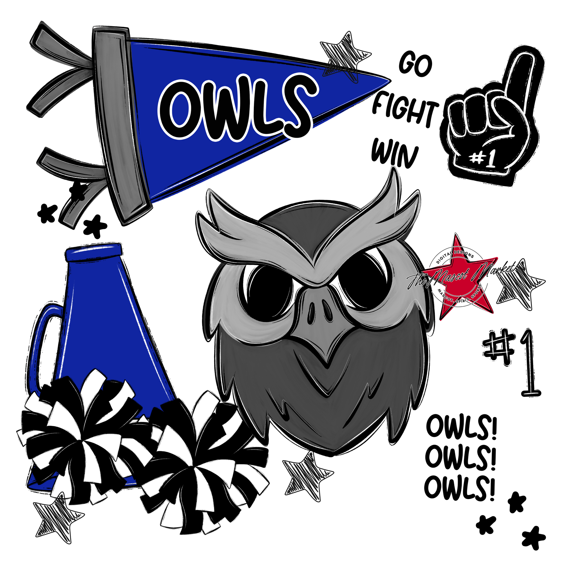 Owls Spirit Design-Royal Blue