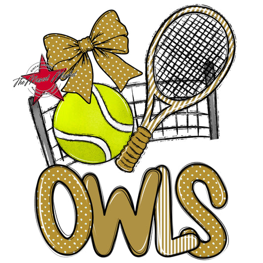 Owls Tennis Spirit Design-Gold