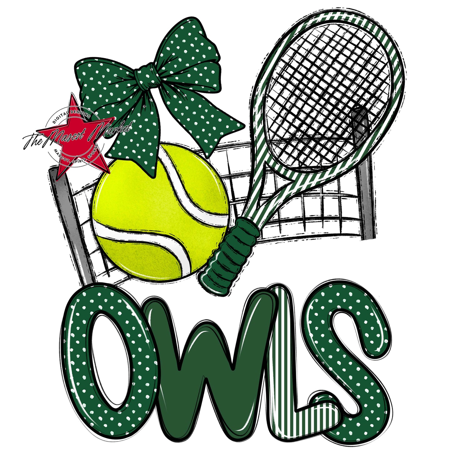 Owls Tennis Spirit Design-Green