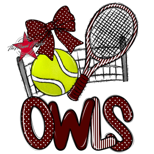 Owls Tennis Spirit Design-Maroon