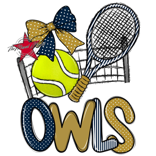 Owls Tennis Spirit Design-Navy & Gold
