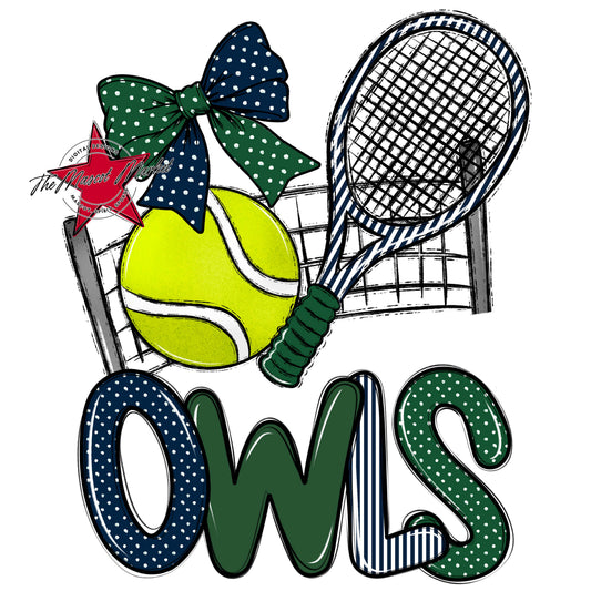 Owls Tennis Spirit Design-Navy & Green