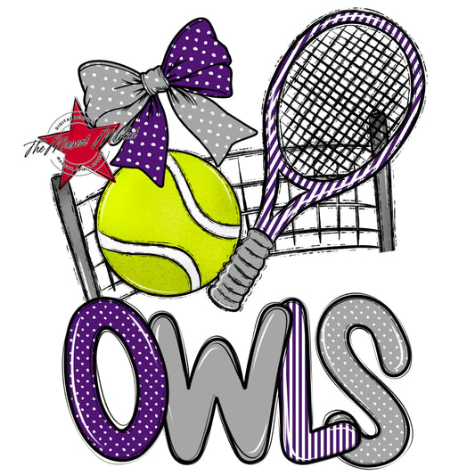 Owls Tennis Spirit Design-Purple & Grey