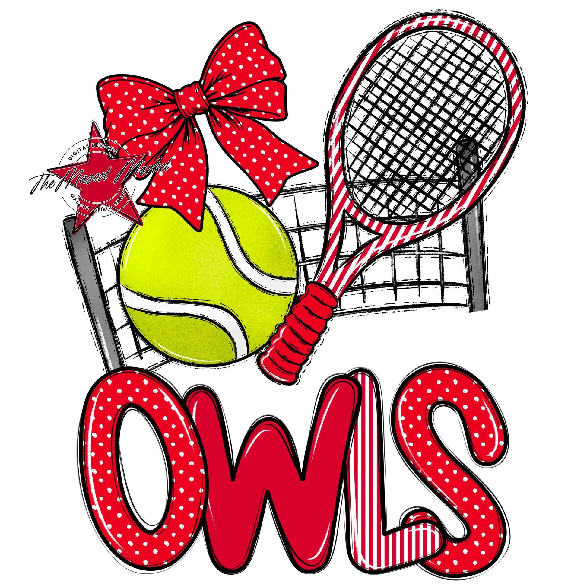 Owls Tennis Spirit Design-Red