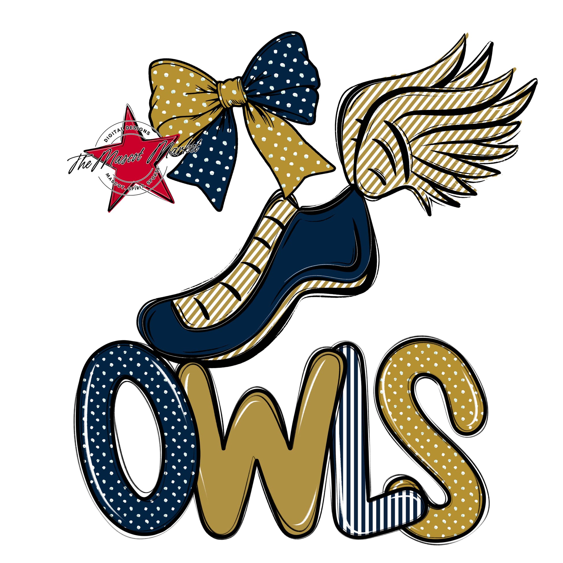 Owls Track Spirit Design-Navy & Gold