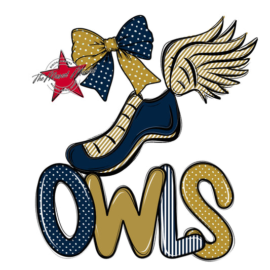 Owls Track Spirit Design-Navy & Gold