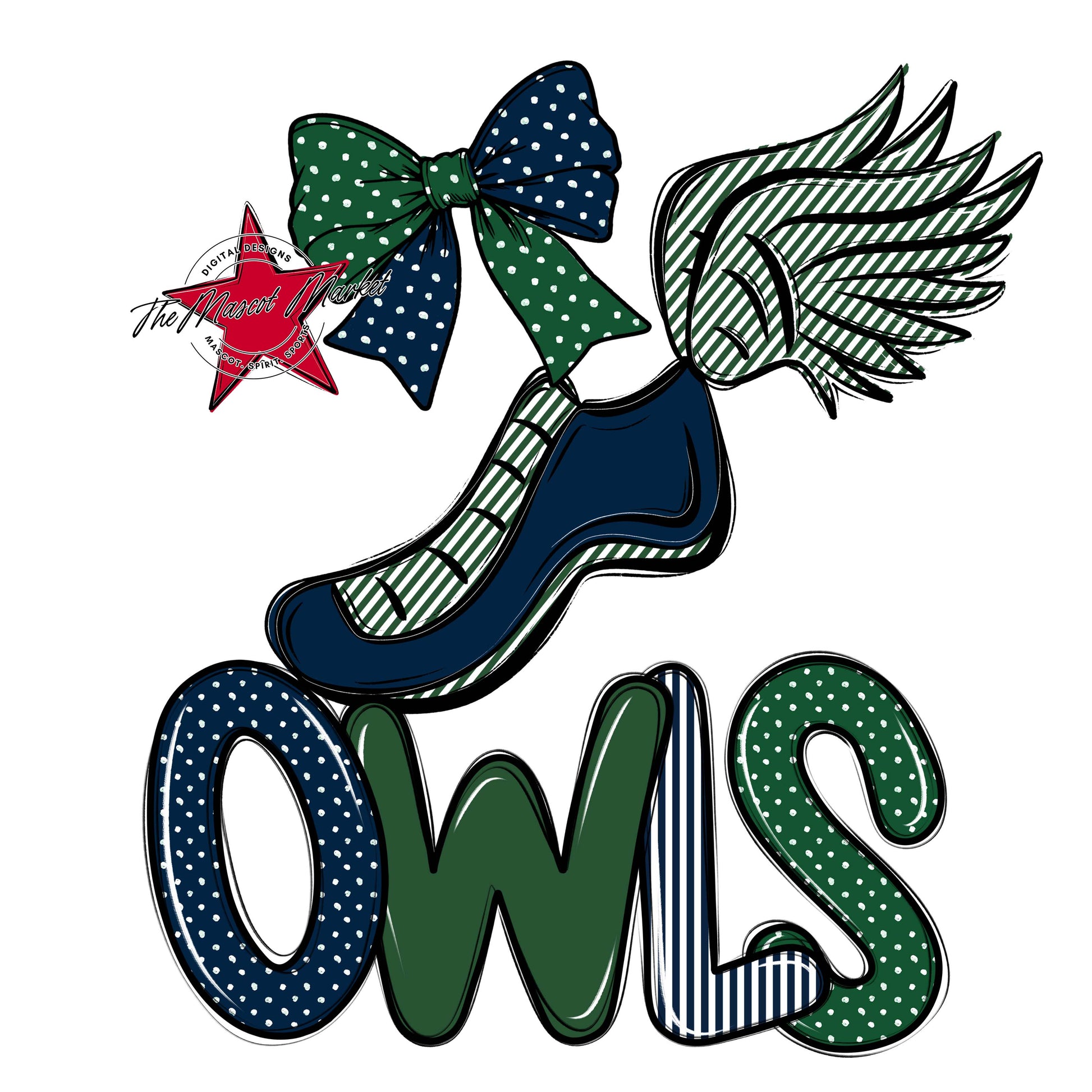 Owls Track Spirit Design-Navy & Green