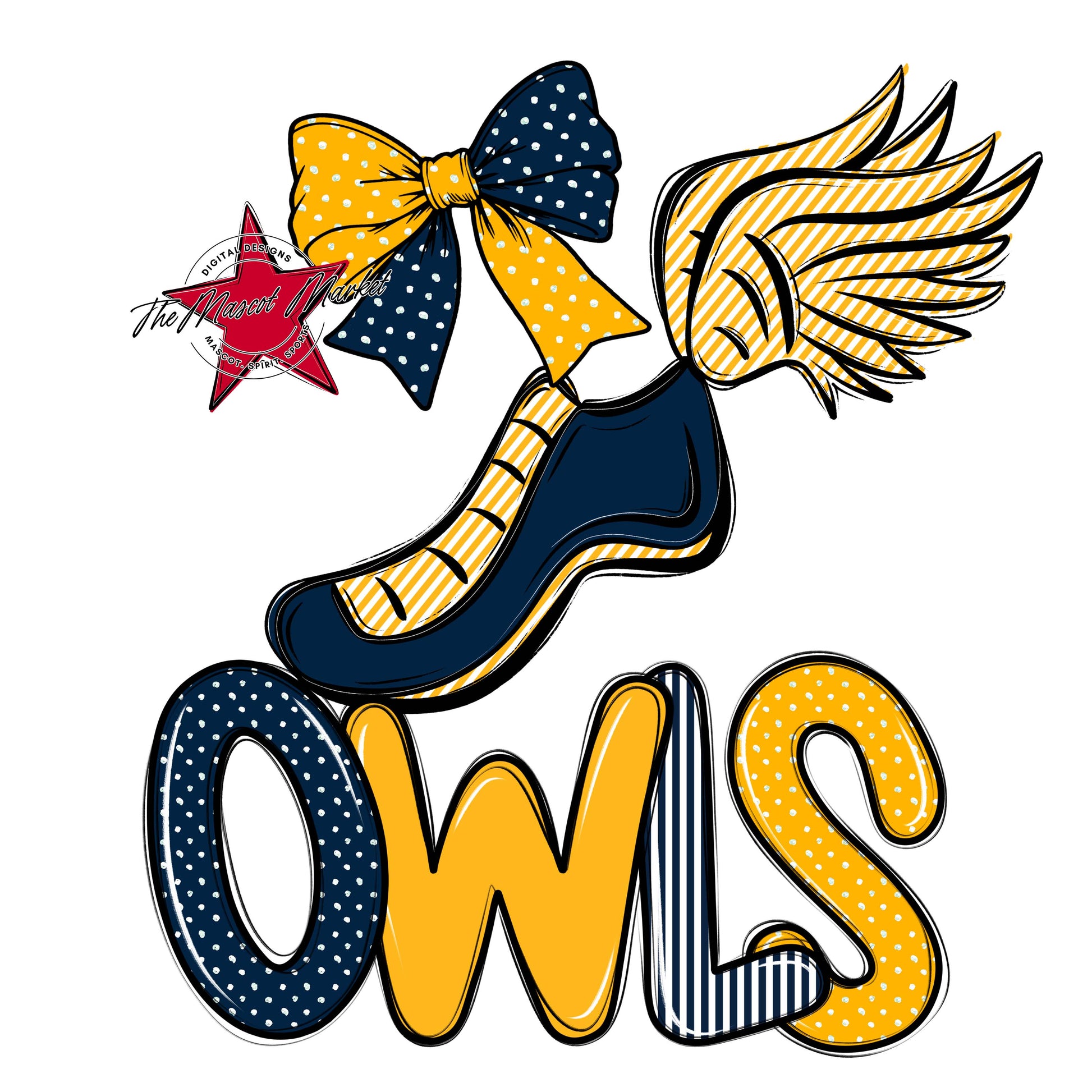 Owls Track Spirit Design-Navy & Yellow