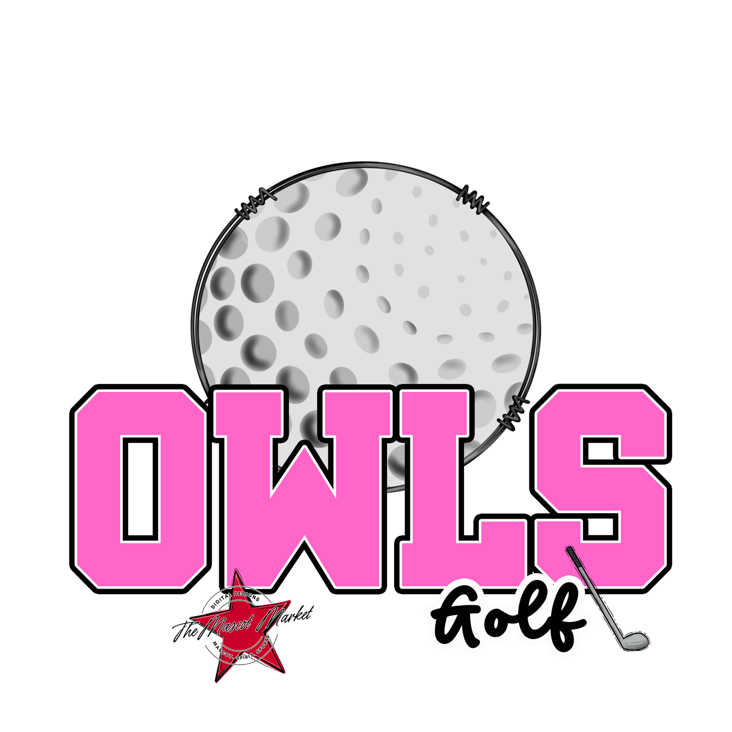 Owls Varsity Golf-Baby Pink