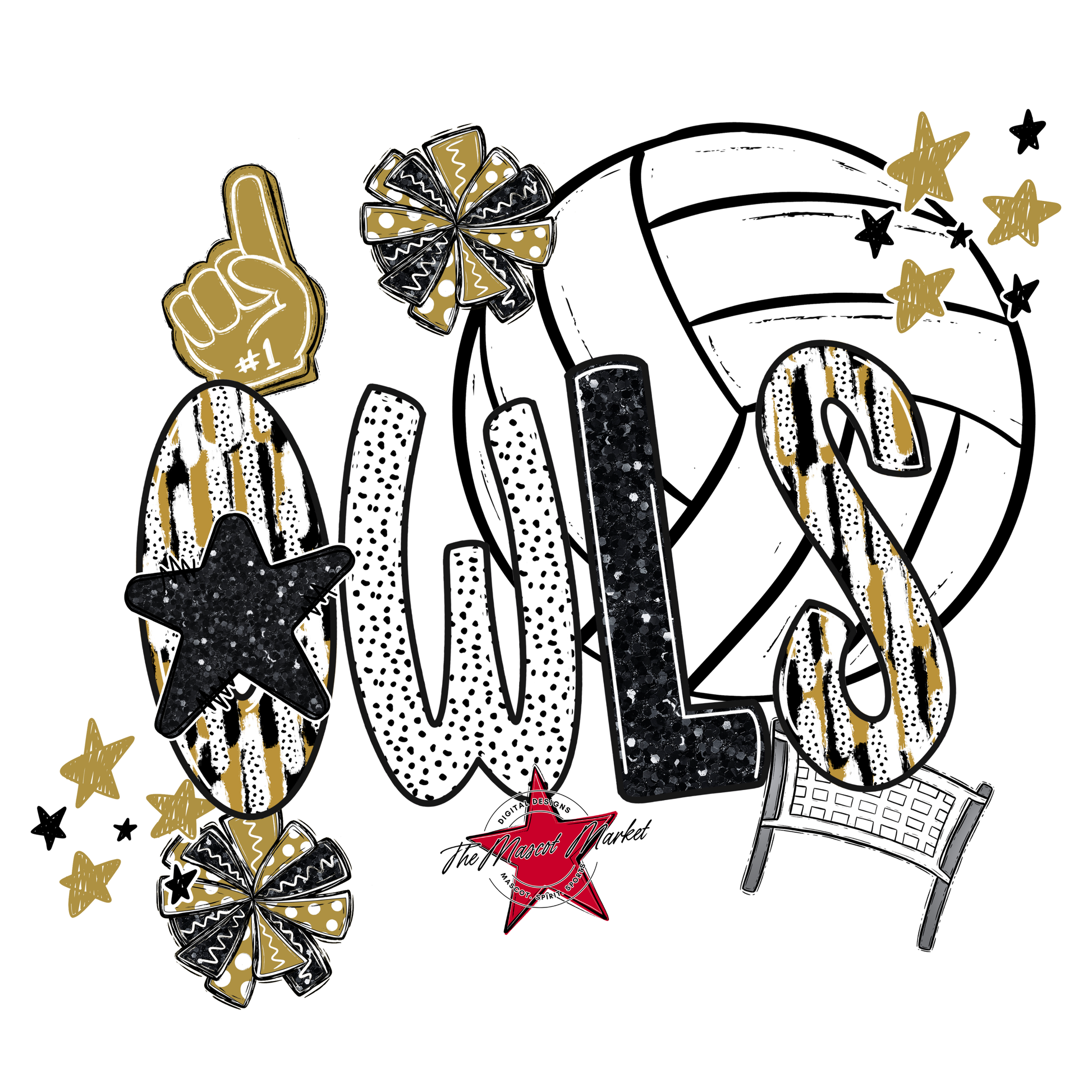 Owls Volleyball Scrape-Gold