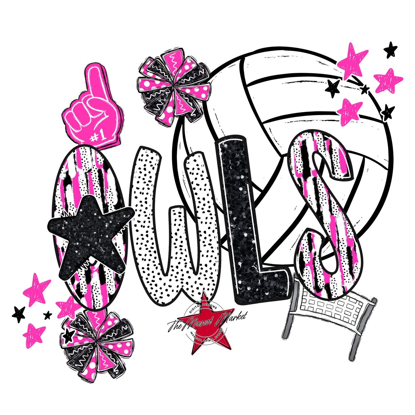 Owls Volleyball Scrape-Pink