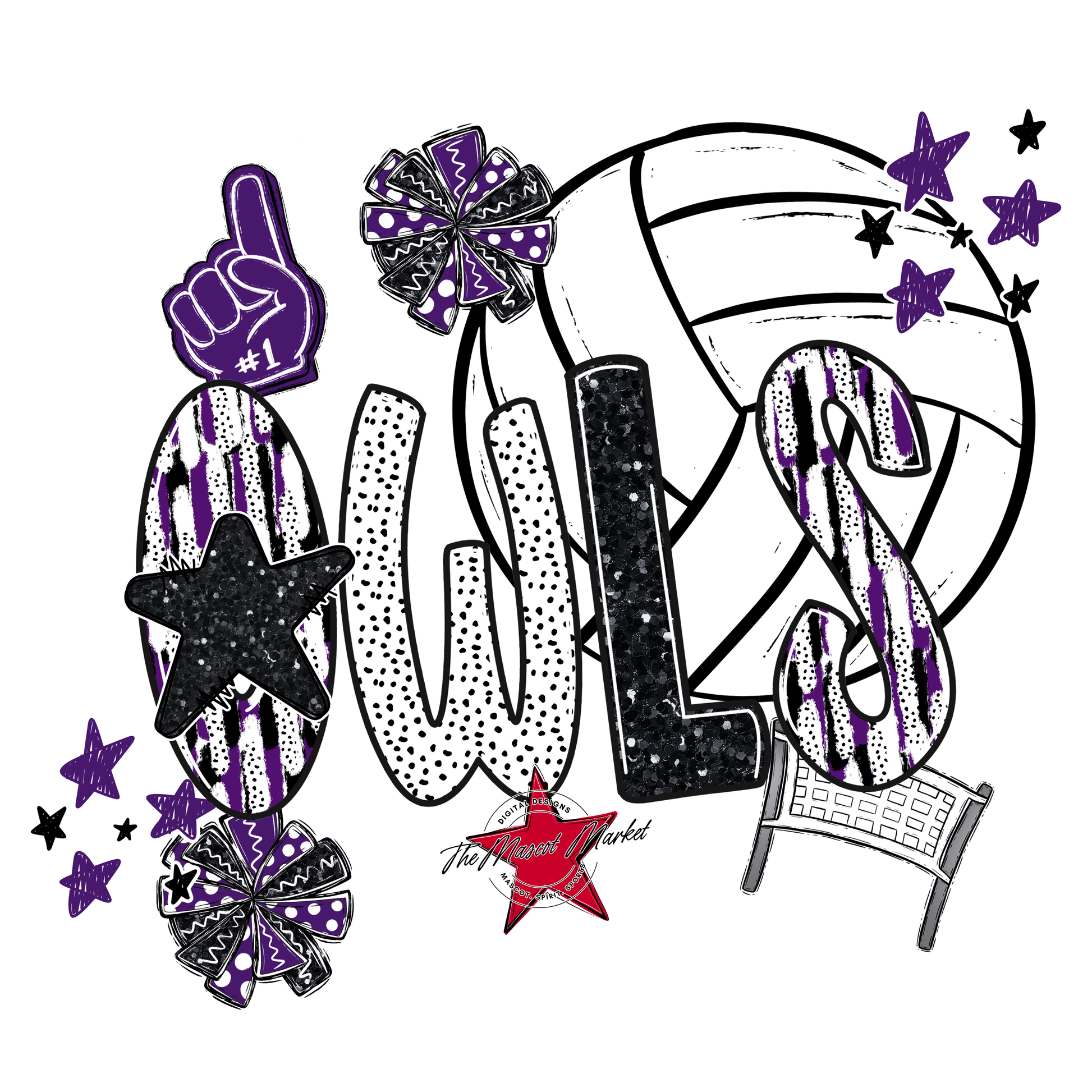 Owls Volleyball Scrape-Purple