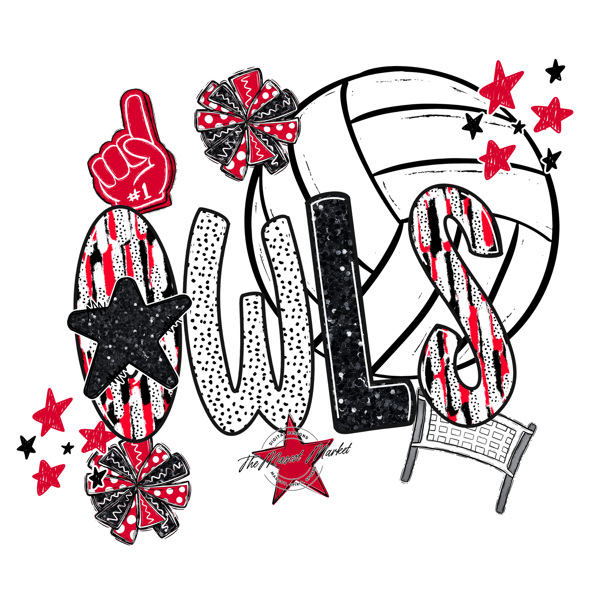 Owls Volleyball Scrape-Red