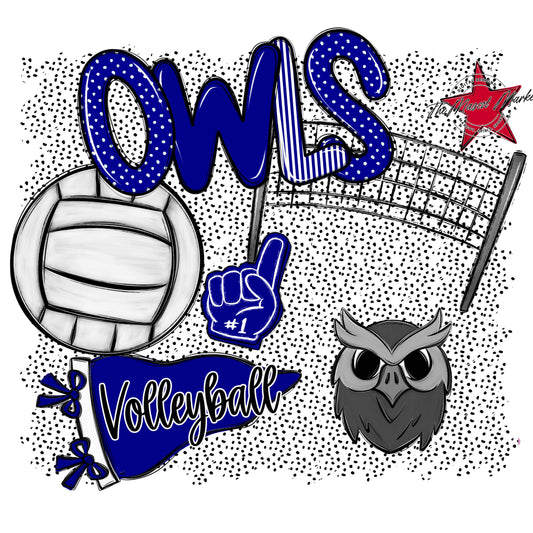 Owls Volleyball Spirit-Blue