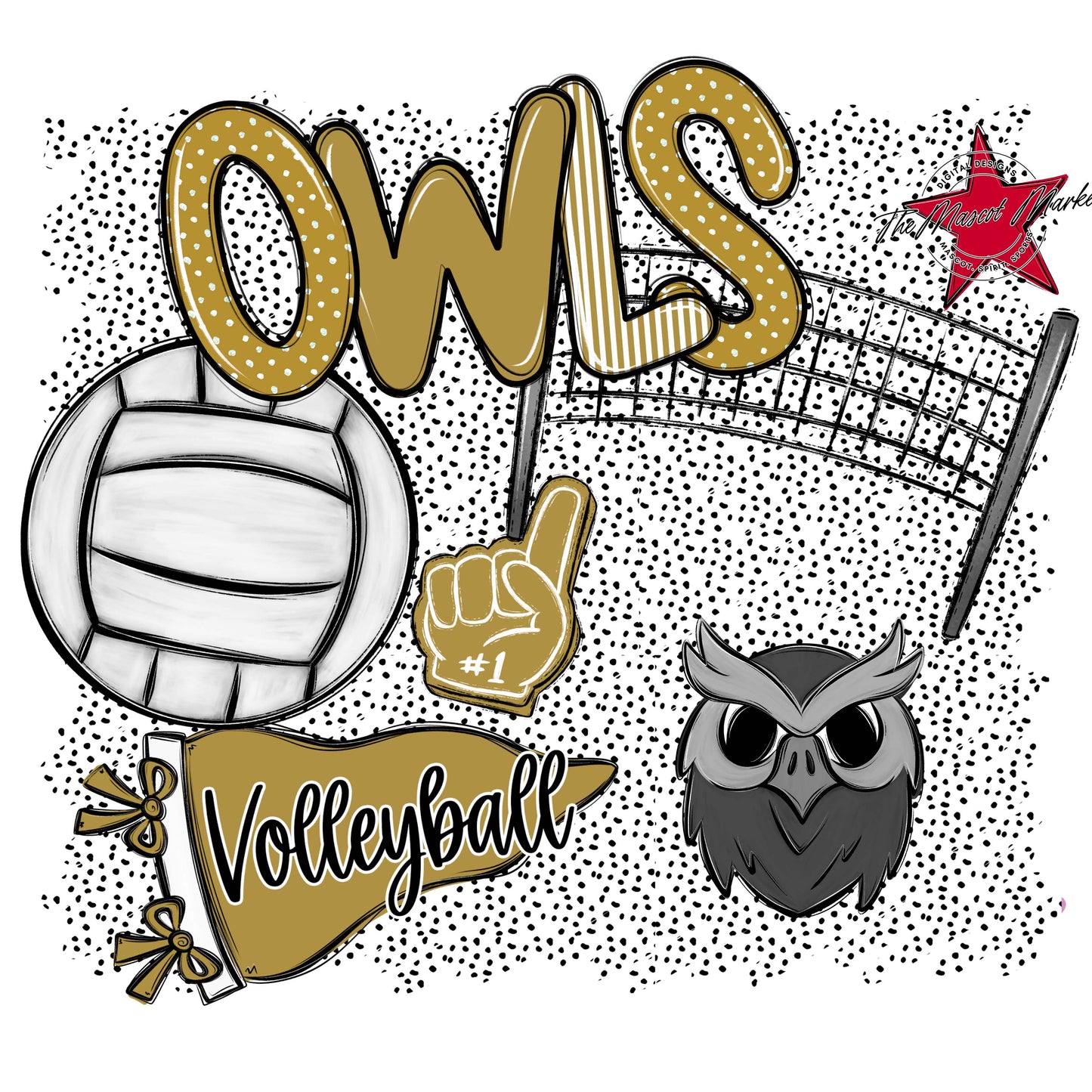Owls Volleyball Spirit-Gold