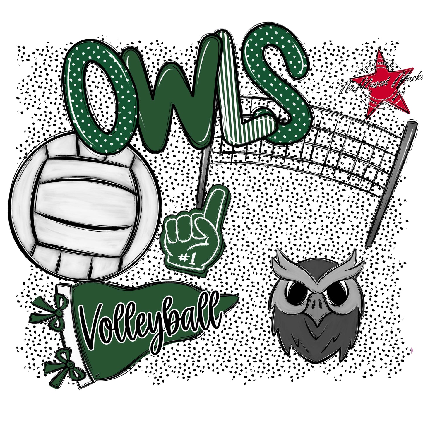 Owls Volleyball Spirit-Green