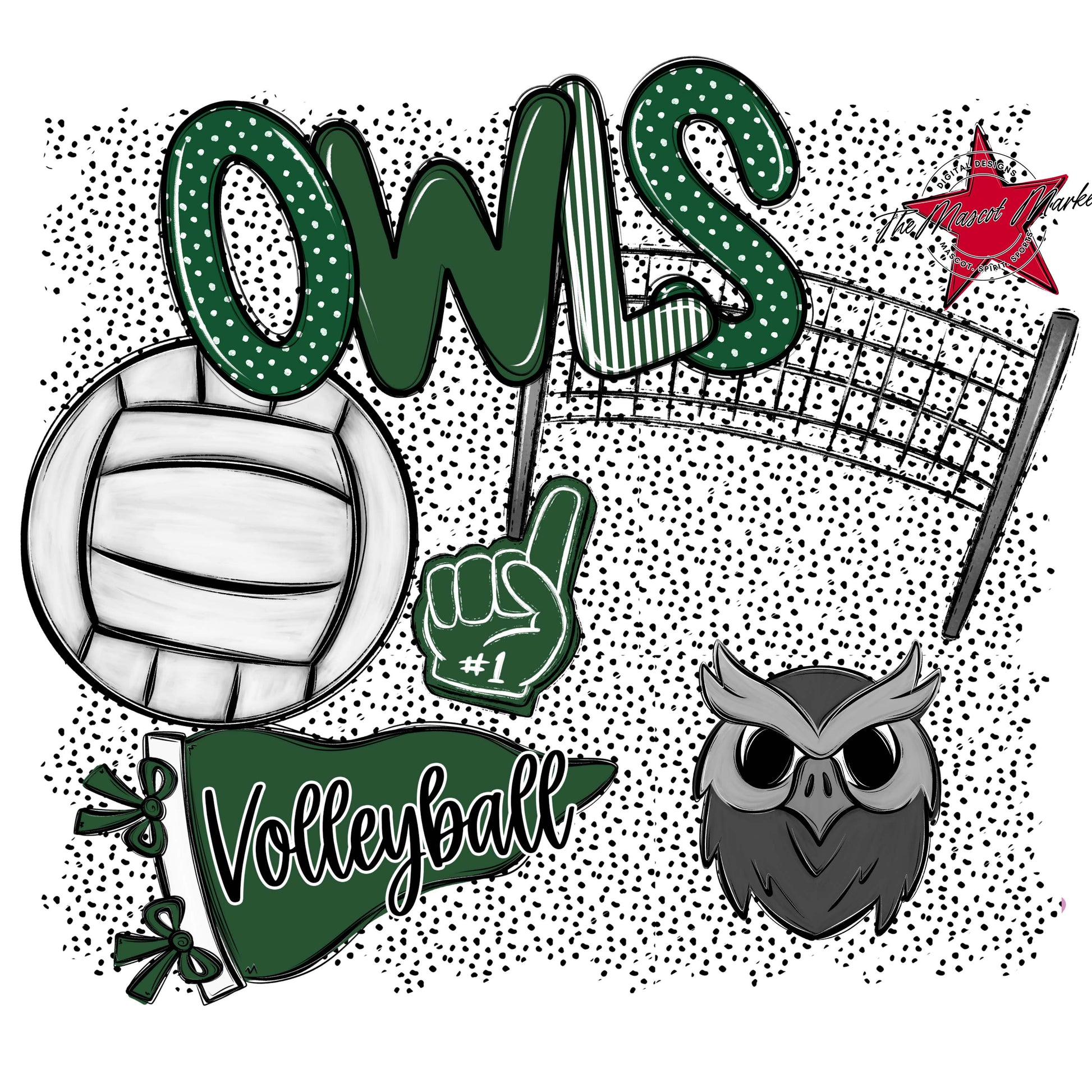 Owls Volleyball Spirit-Green