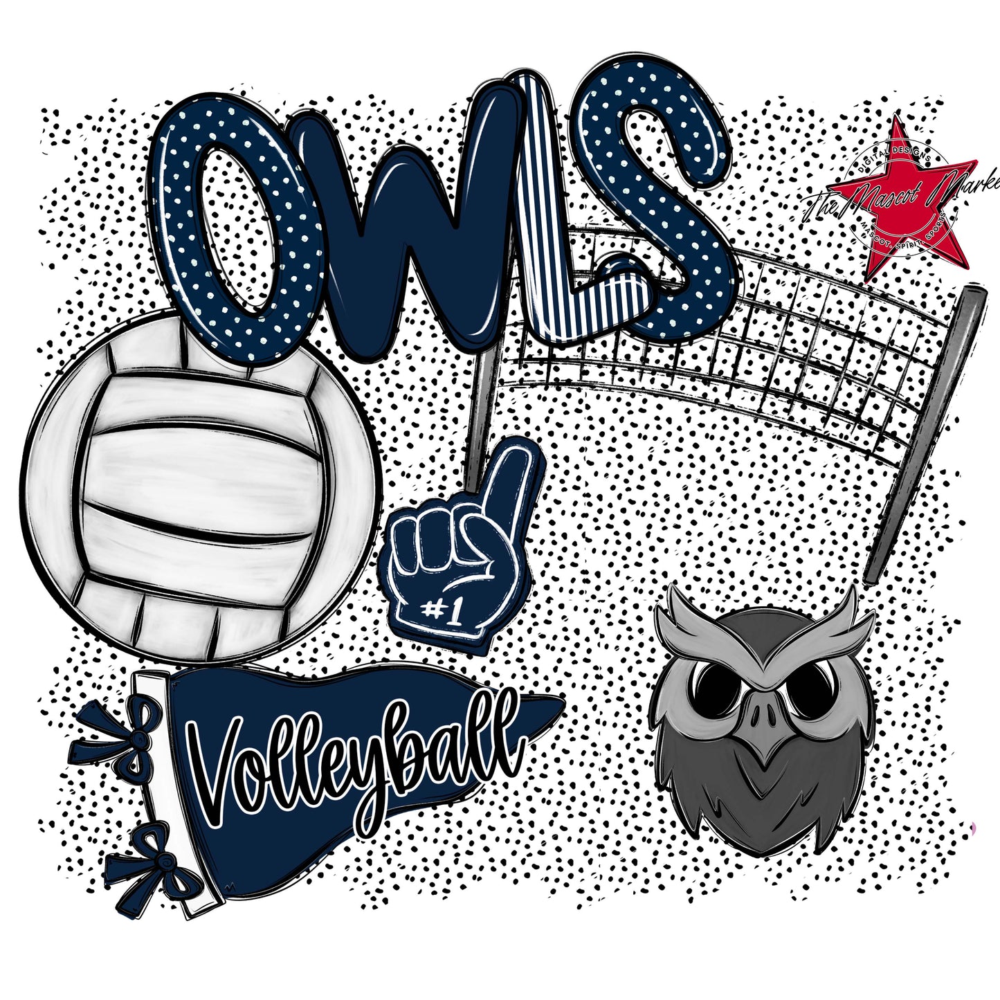Owls Volleyball Spirit-Navy