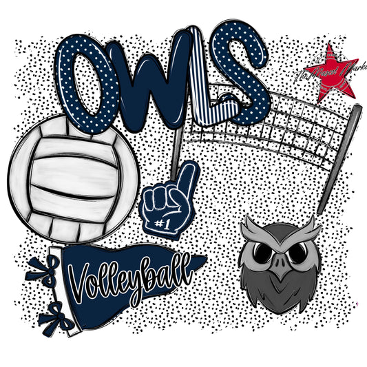 Owls Volleyball Spirit-Navy