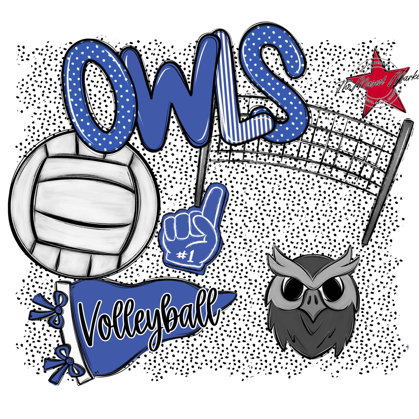 Owls Volleyball Spirit-Off Blue