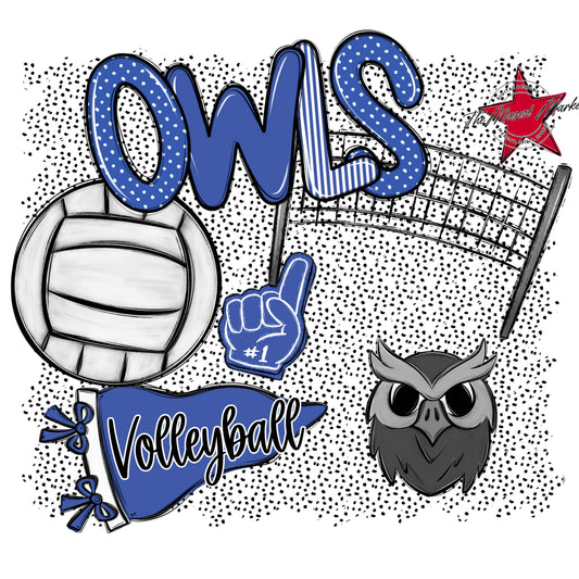 Owls Volleyball Spirit-Off Blue