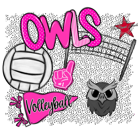 Owls Volleyball Spirit-Pink