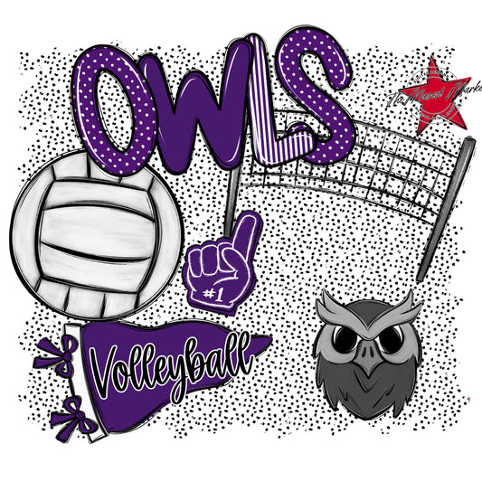 Owls Volleyball Spirit-Purple