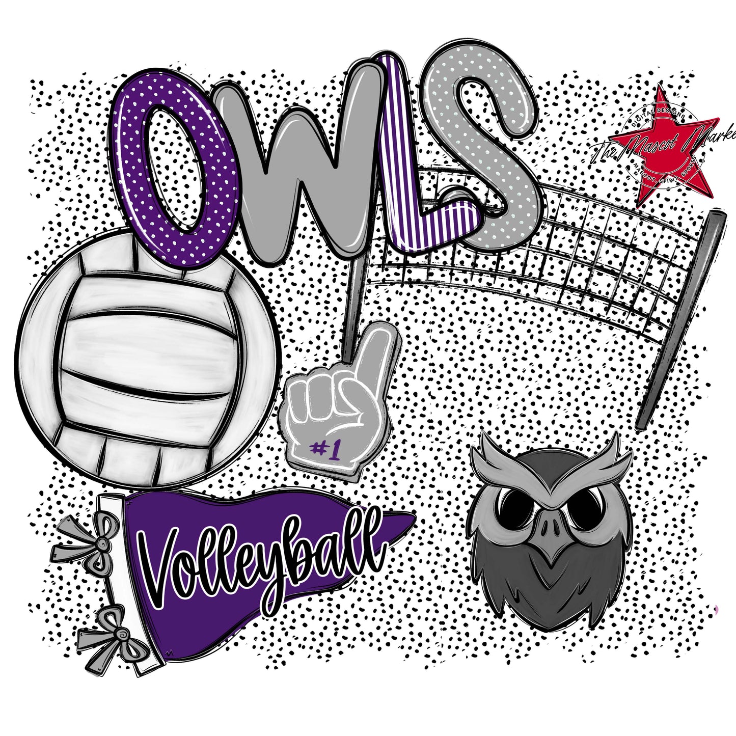 Owls Volleyball Spirit-Purple & Grey