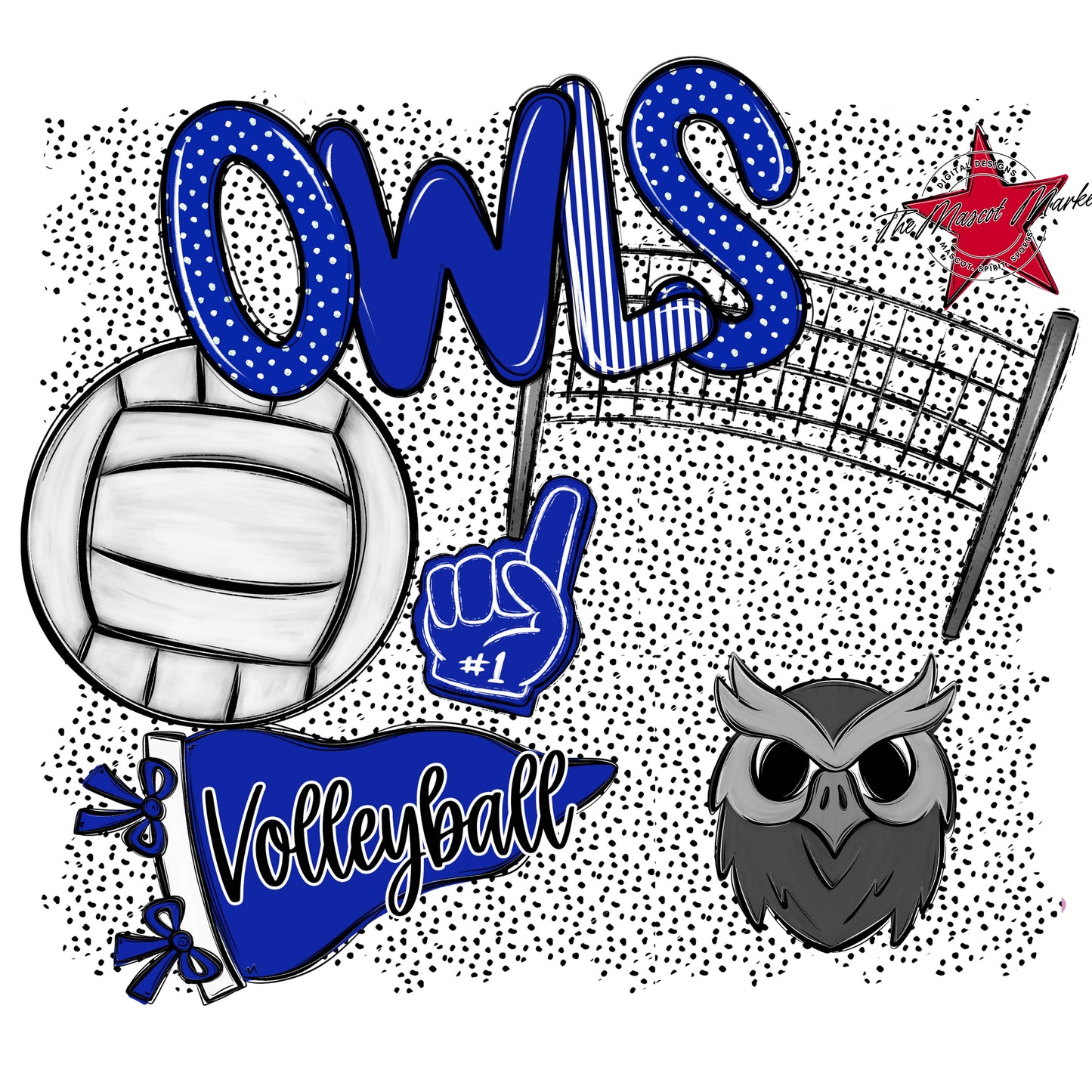 Owls Volleyball Spirit-Royal Blue
