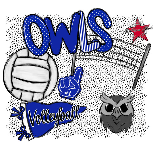 Owls Volleyball Spirit-Royal Blue