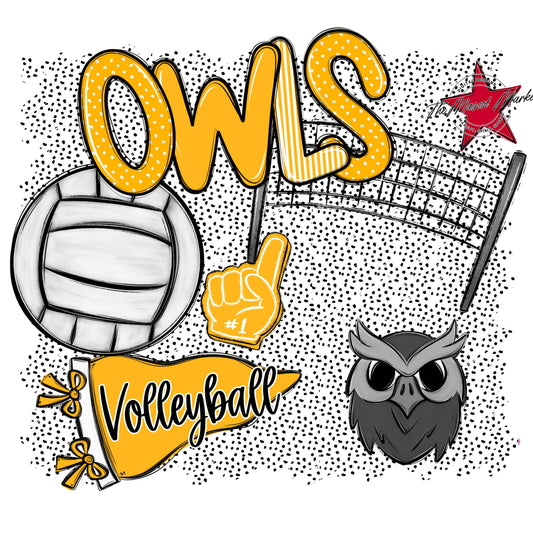 Owls Volleyball Spirit-Yellow