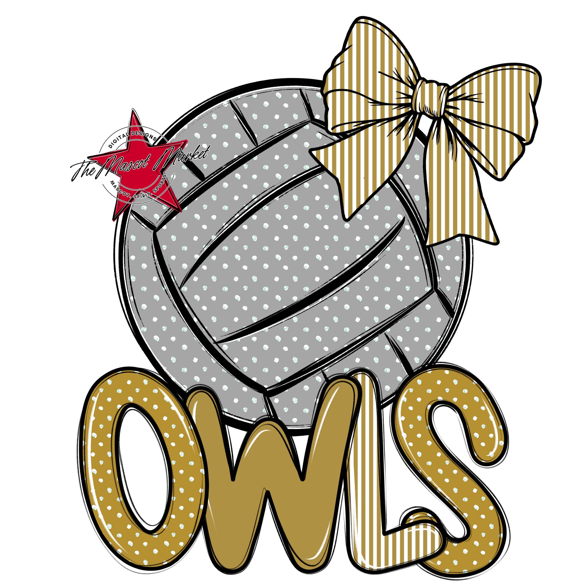 Owls Volleyball Spirit Design-Gold