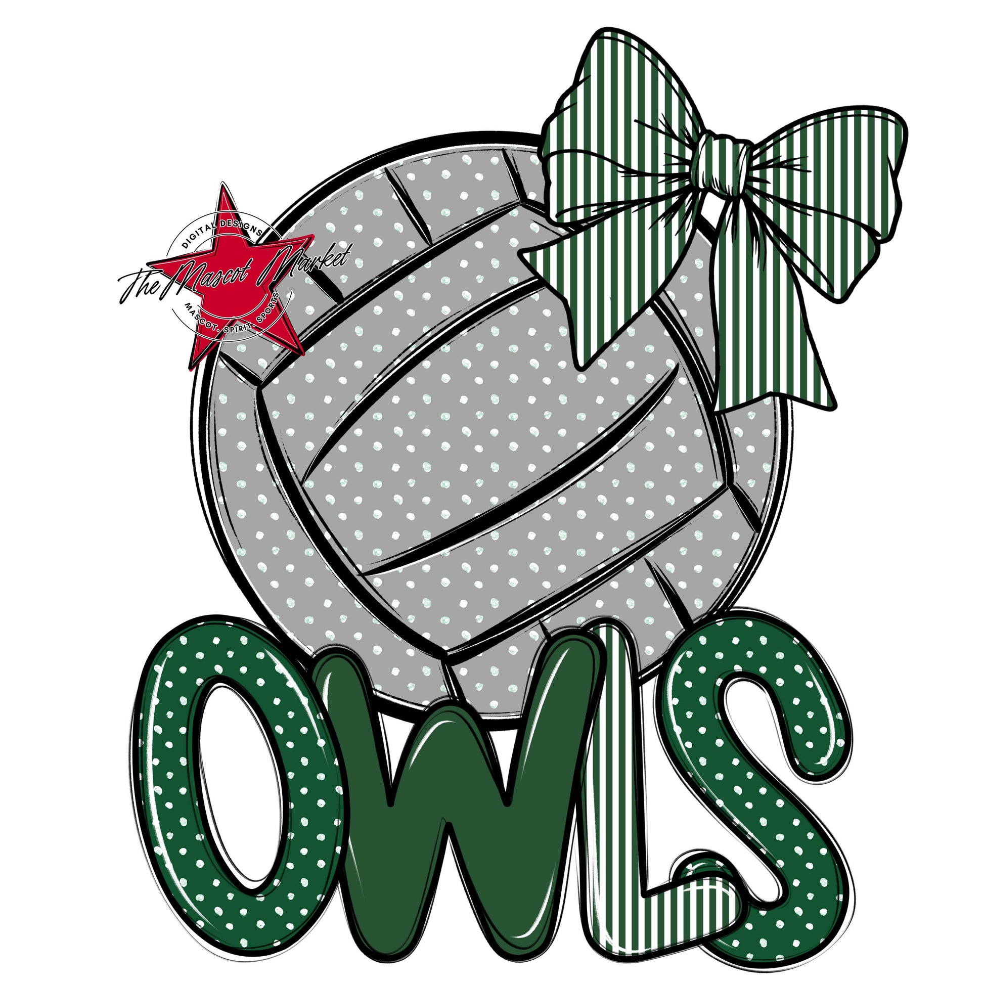 Owls Volleyball Spirit Design-Green