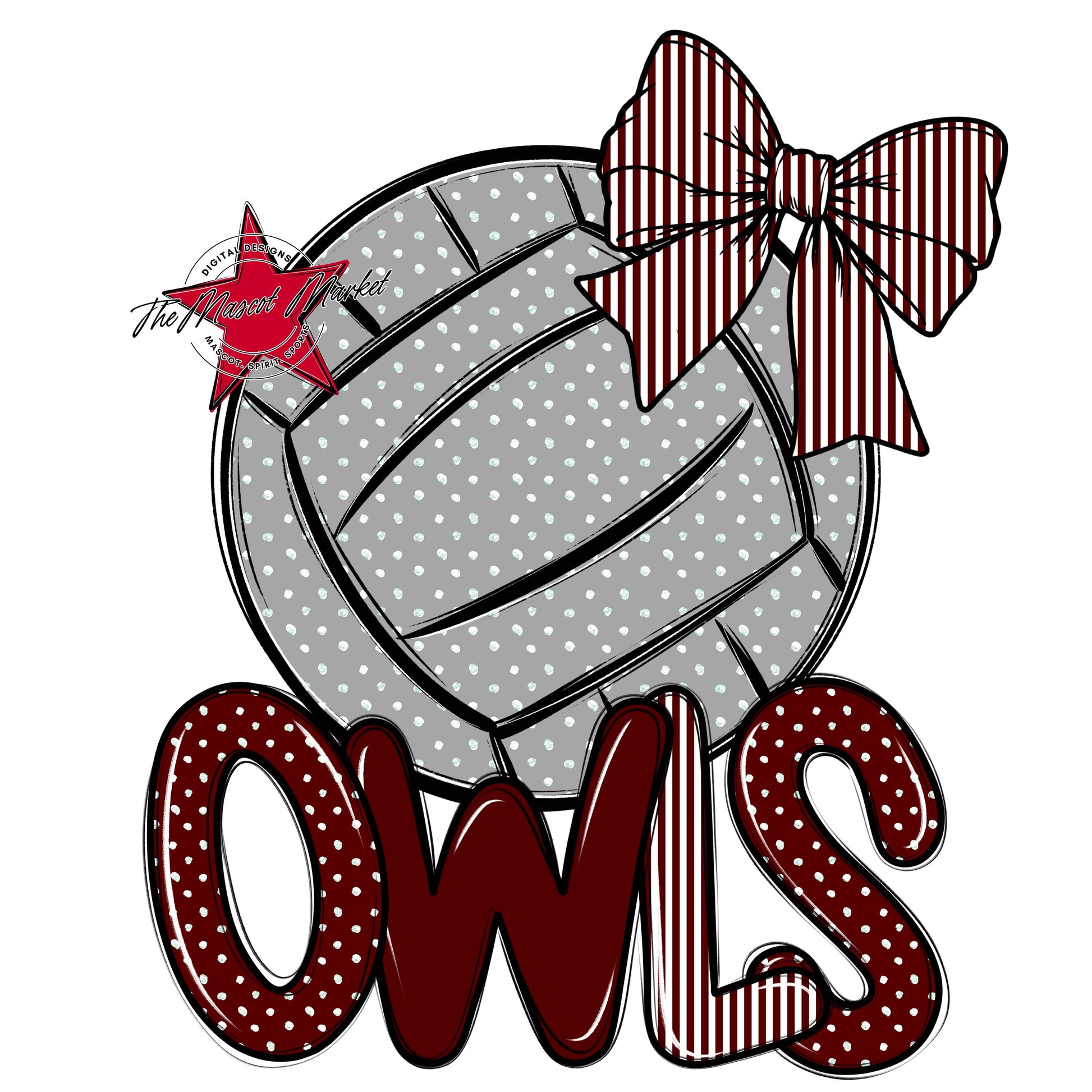 Owls Volleyball Spirit Design-Maroon
