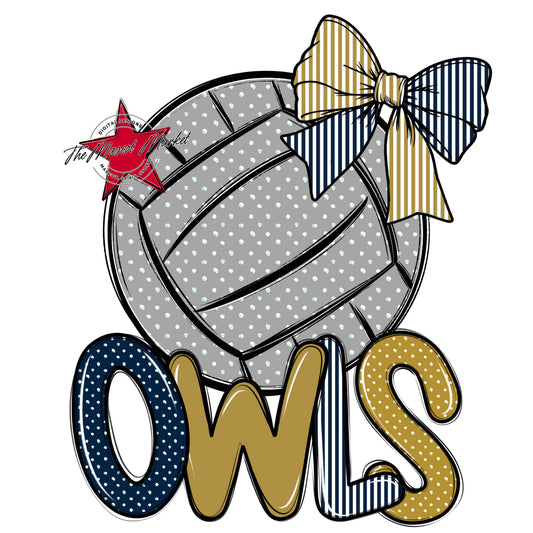 Owls Volleyball Spirit Design-Navy & Gold