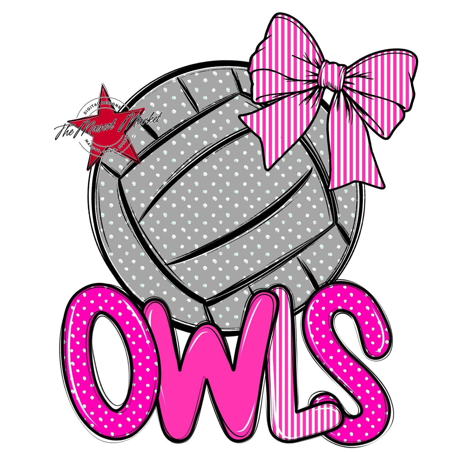 Owls Volleyball Spirit Design-Pink