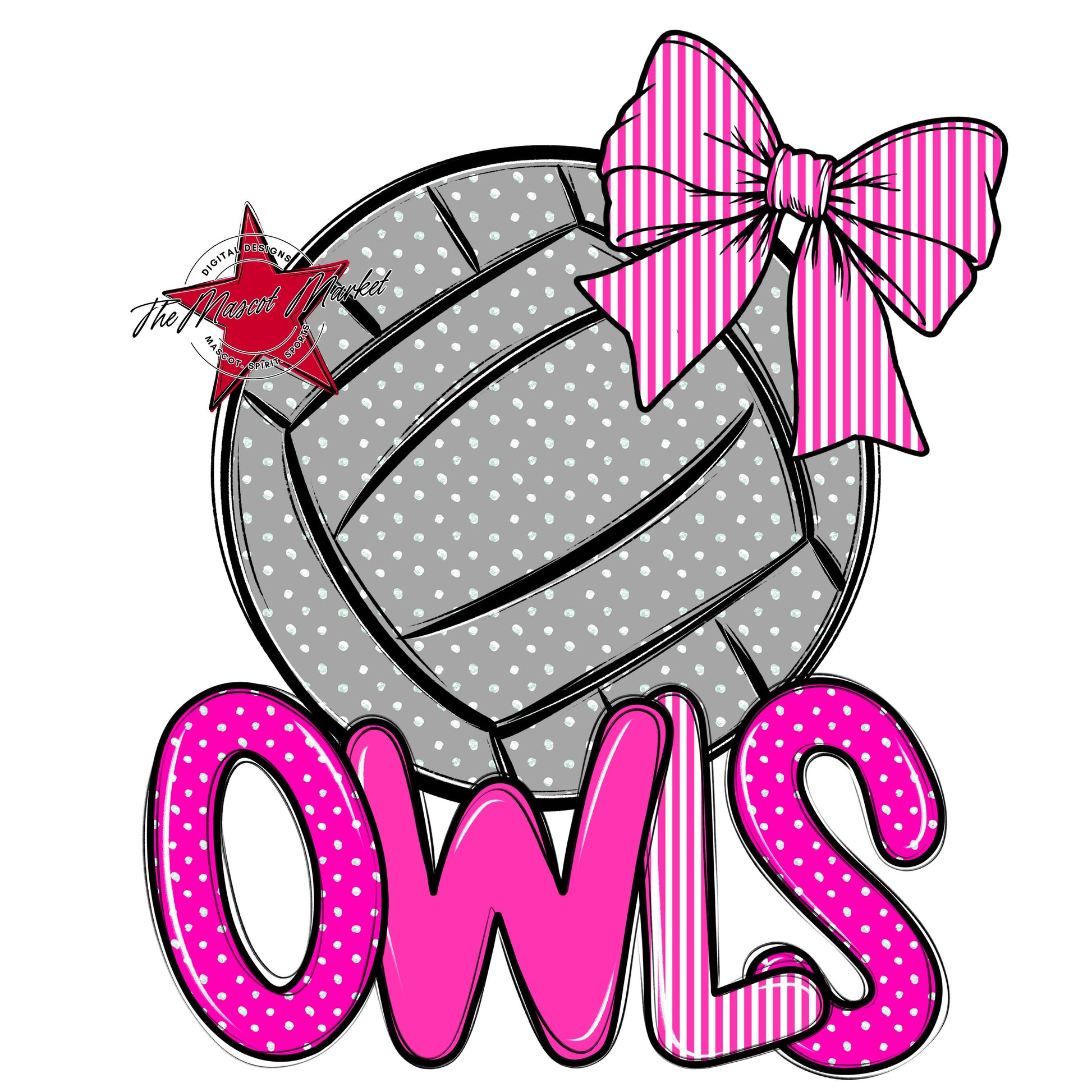 Owls Volleyball Spirit Design-Pink