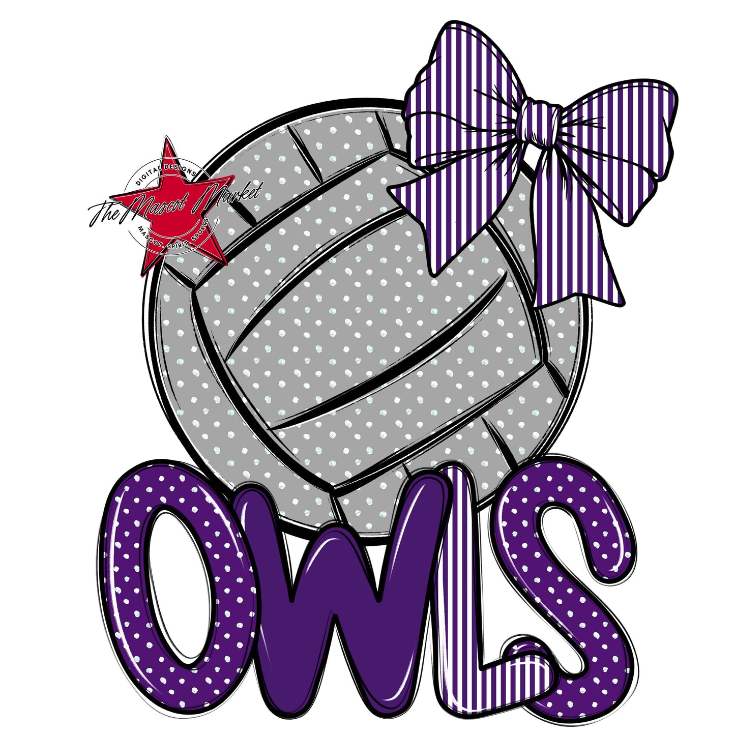 Owls Volleyball Spirit Design-Purple