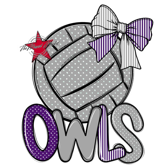 Owls Volleyball Spirit Design-Purple & Grey