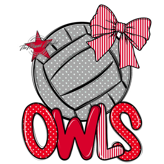 Owls Volleyball Spirit Design-Red