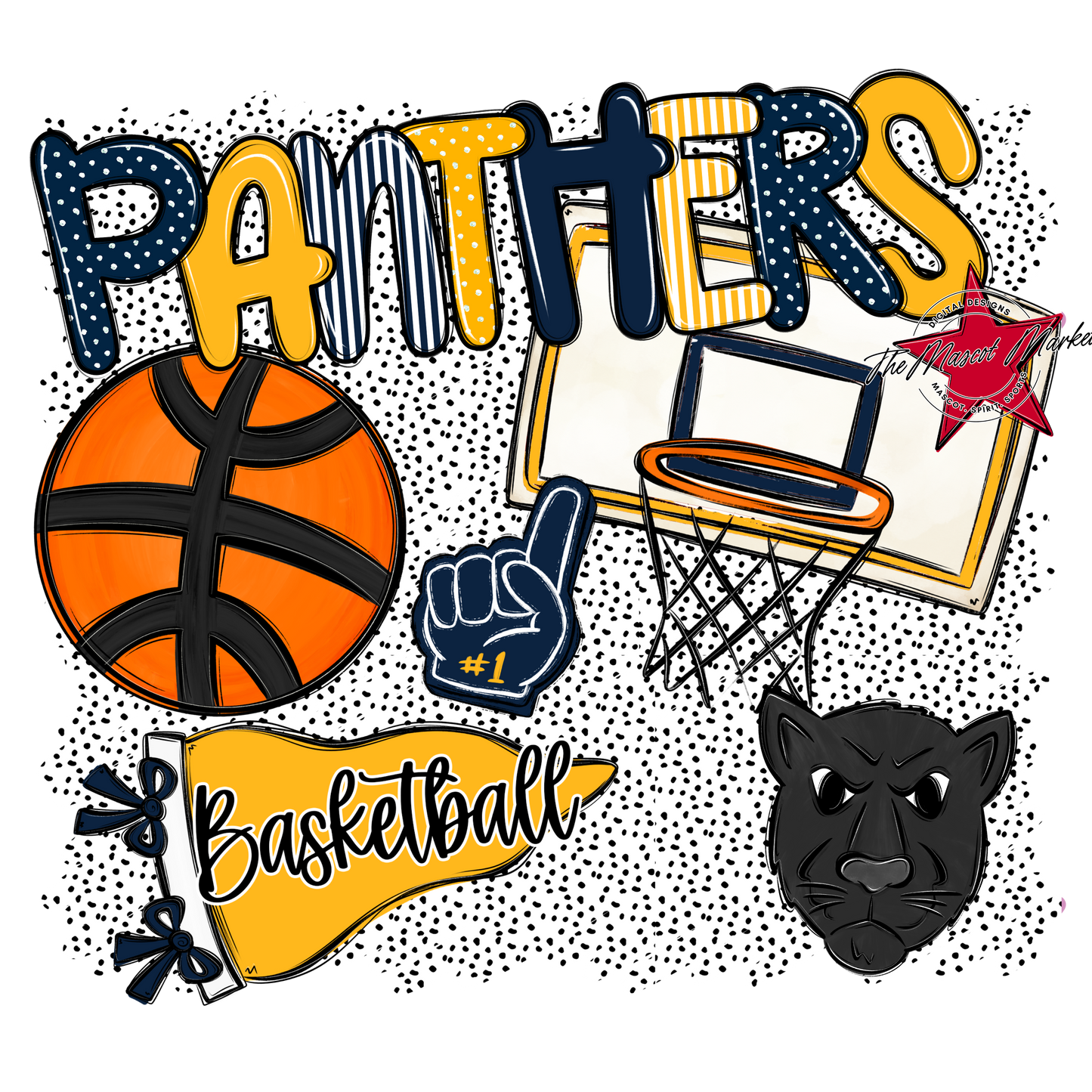 Panthers Basketball Spirit-Navy & Yellow