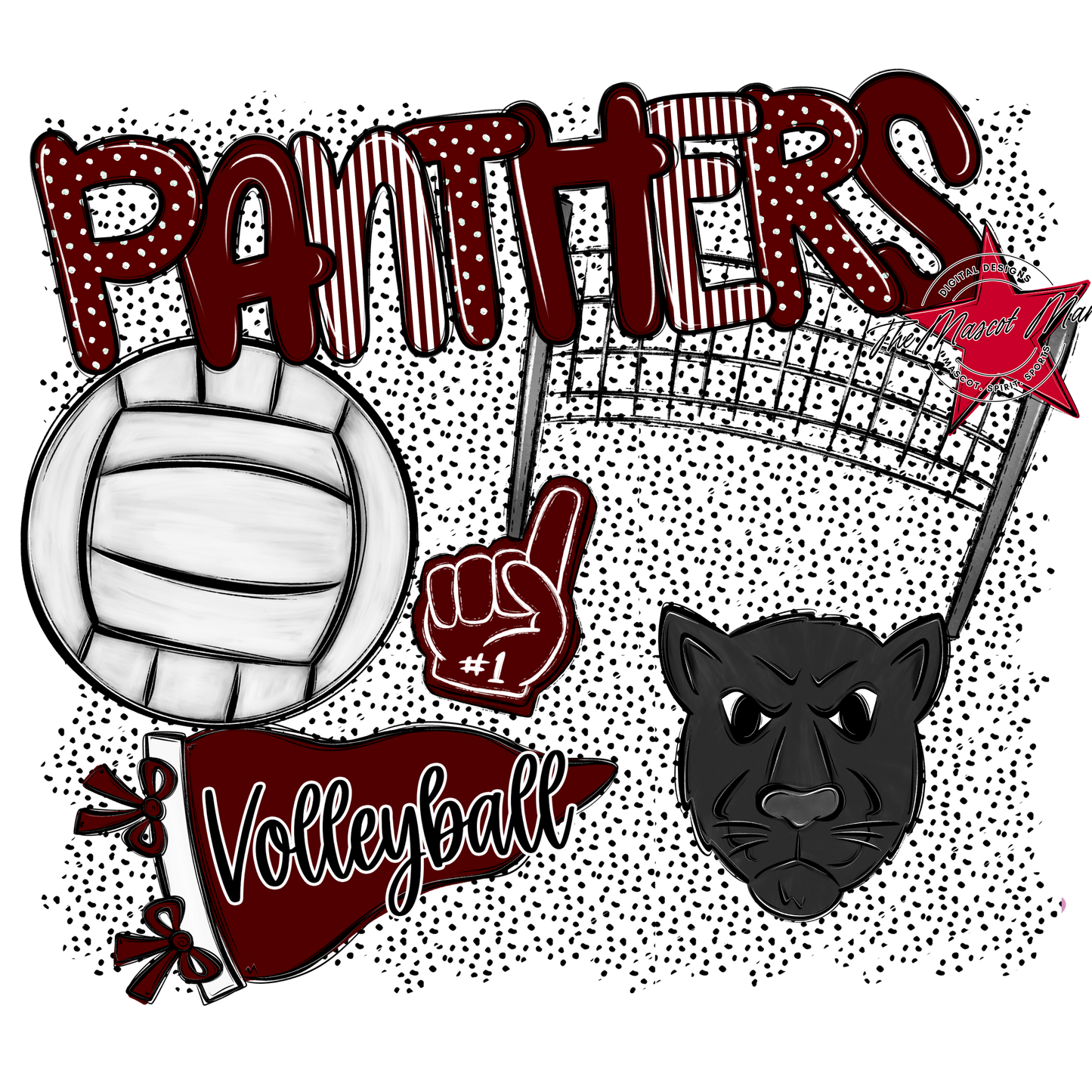 Panthers Volleyball Spirit-Maroon