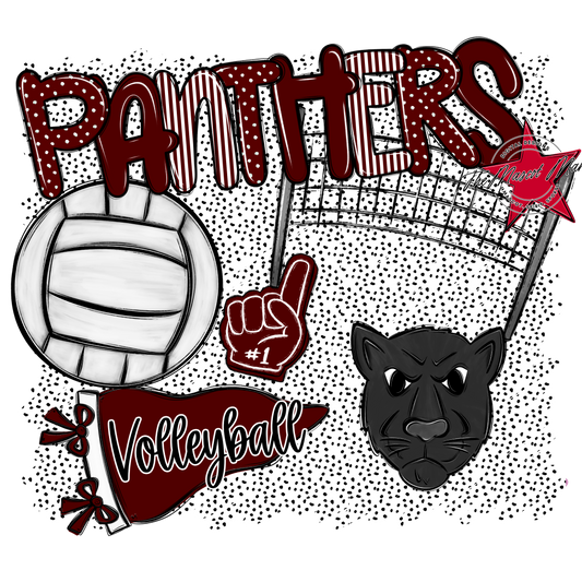 Panthers Volleyball Spirit-Maroon