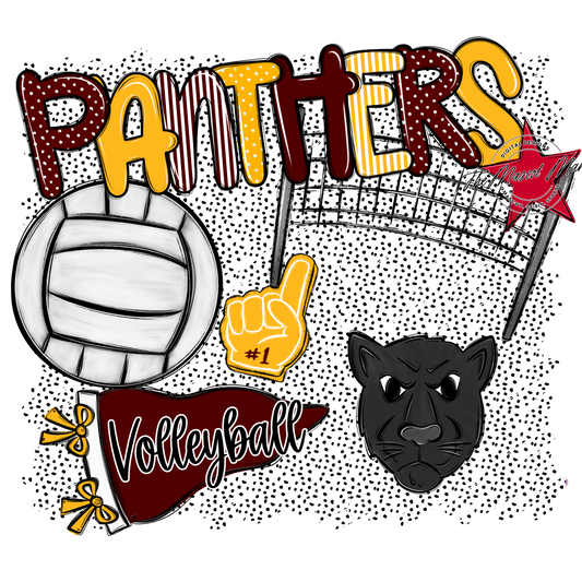 Panthers Volleyball Spirit-Maroon & Yellow
