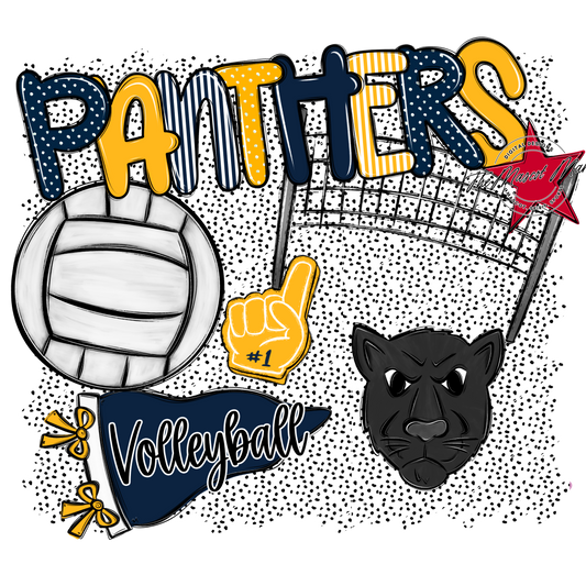 Panthers Volleyball Spirit-Navy & Yellow