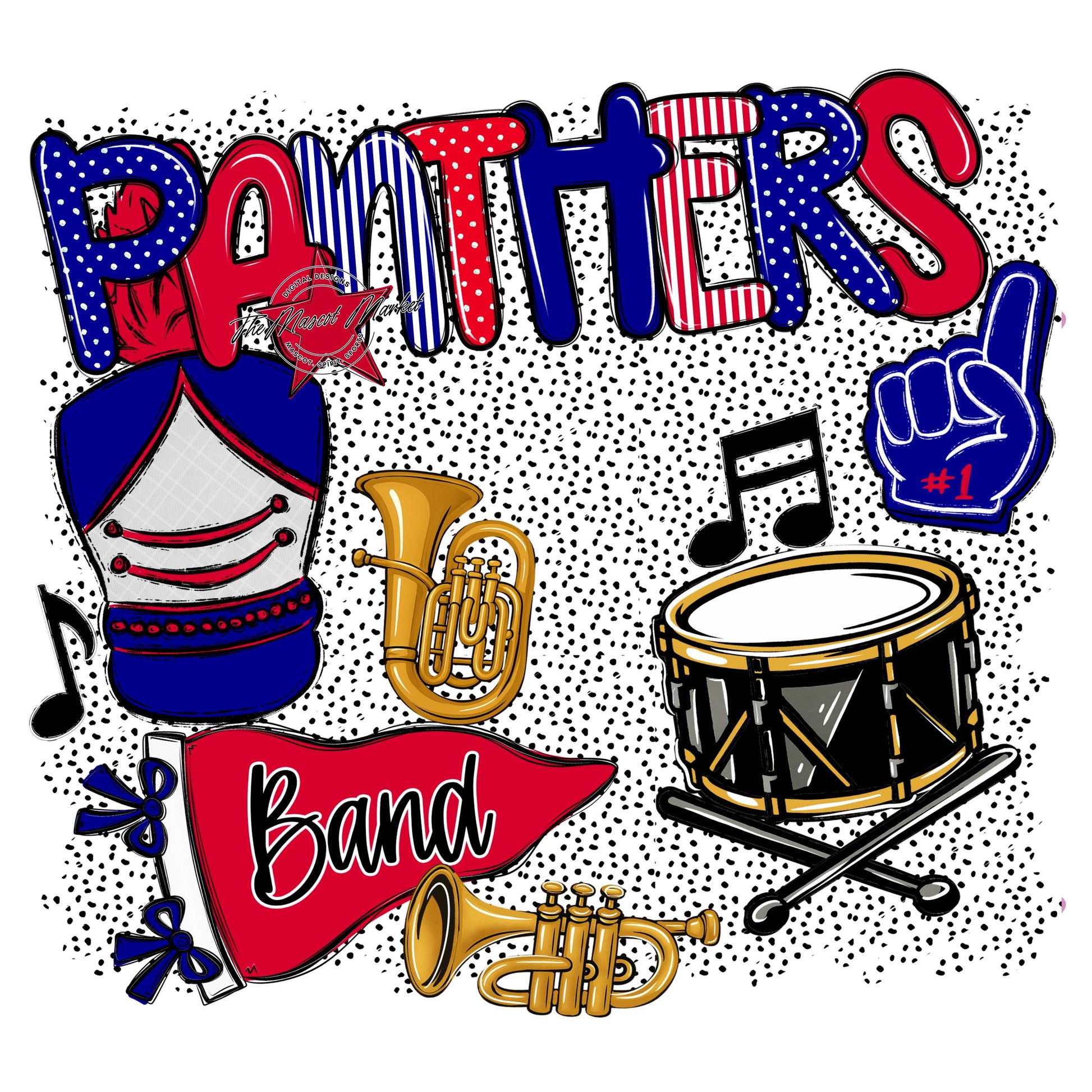 Panthers Band Spirit-Blue & Red