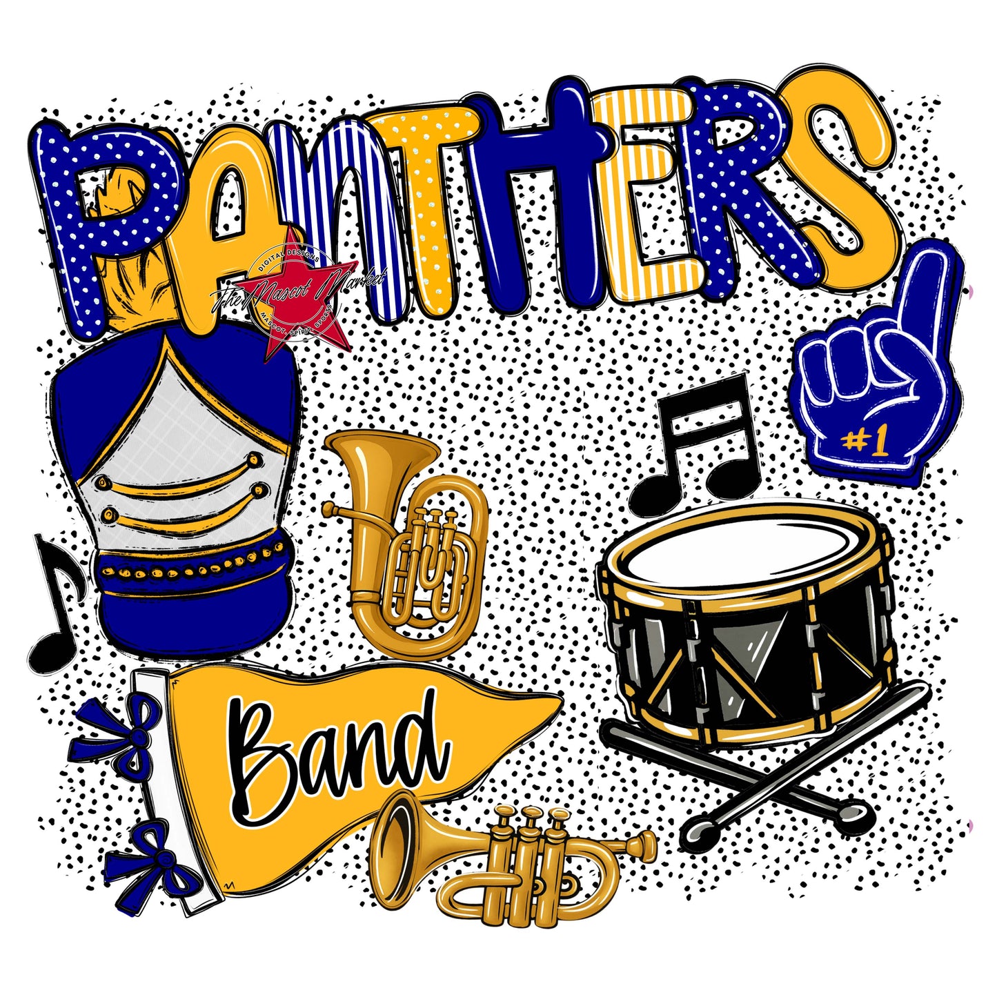 Panthers Band Spirit-Blue & Yellow