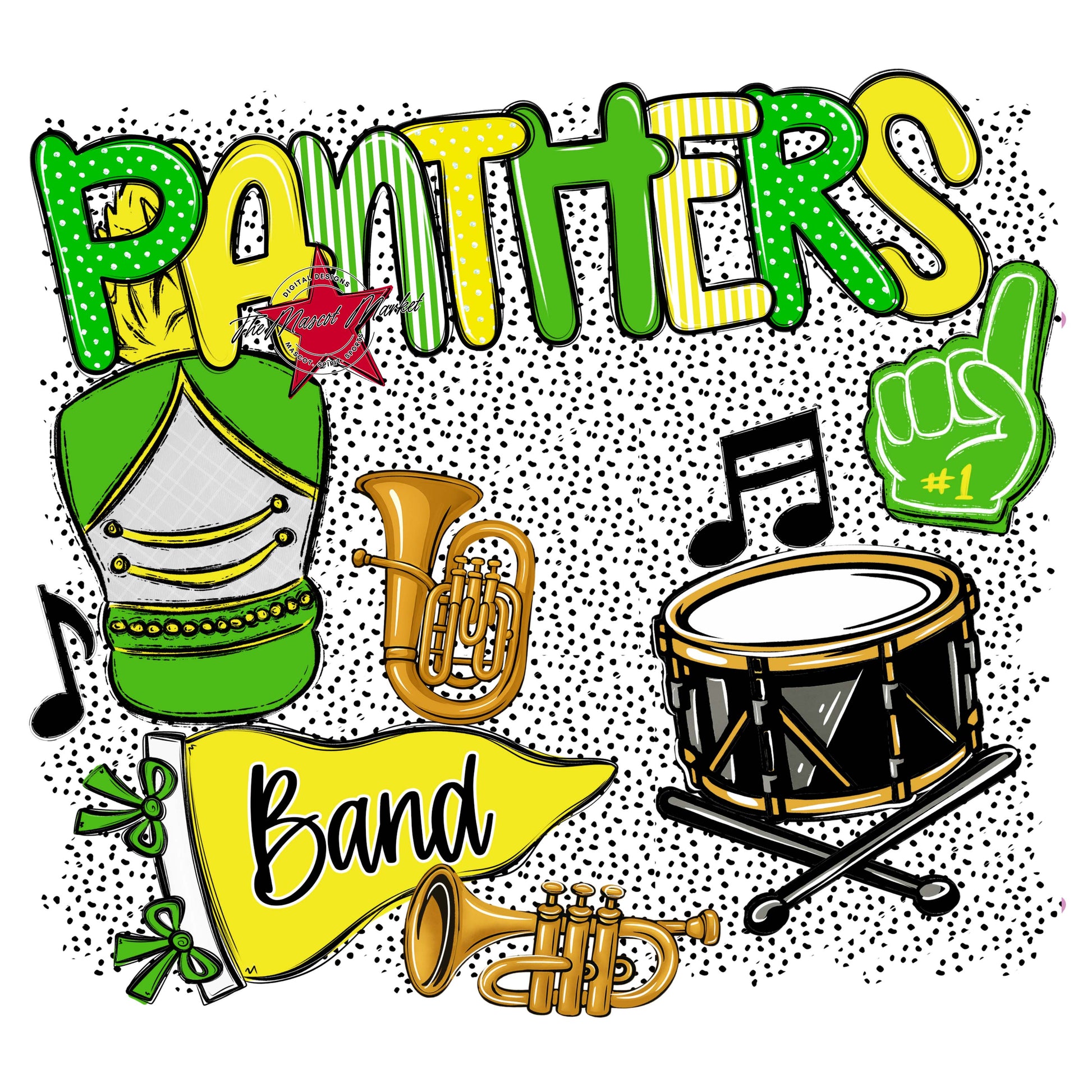 Panthers Band Spirit-Bright Green & Bright Yellow