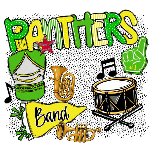 Panthers Band Spirit-Bright Green & Bright Yellow